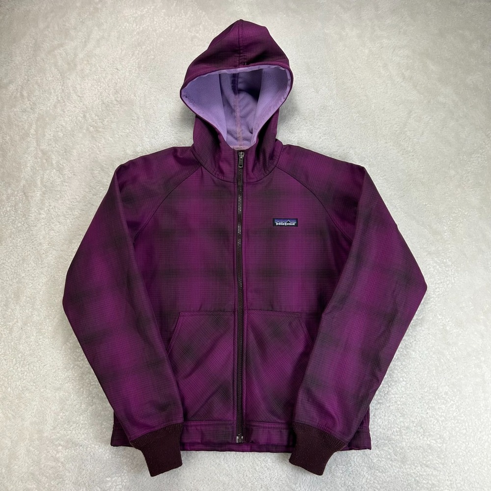 Patagonia Womens Slopestyle Hoody 2.0 Jacket S Purple Plaid Fleece Lined Outdoor